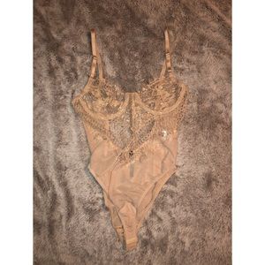 Tic•Toc / nude lace one piece bodysuit tan beige